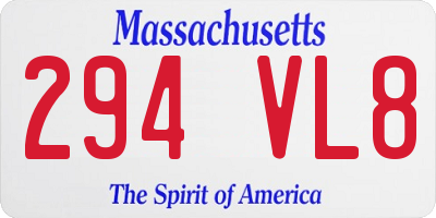 MA license plate 294VL8