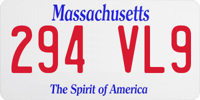 MA license plate 294VL9