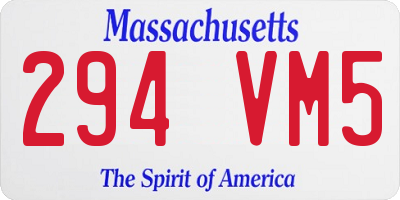 MA license plate 294VM5