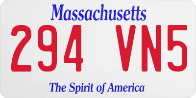 MA license plate 294VN5