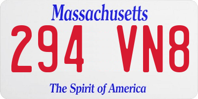MA license plate 294VN8