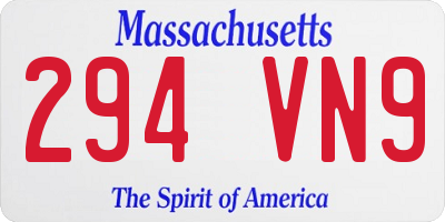 MA license plate 294VN9