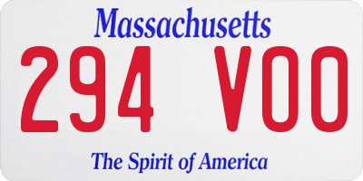MA license plate 294VO0