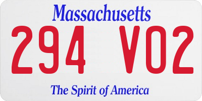 MA license plate 294VO2