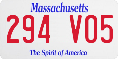 MA license plate 294VO5