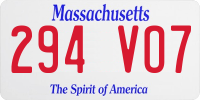 MA license plate 294VO7