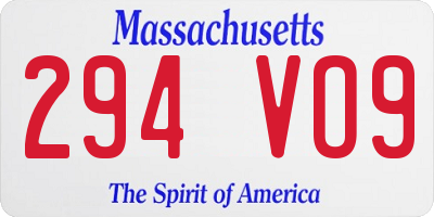 MA license plate 294VO9