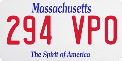 MA license plate 294VP0