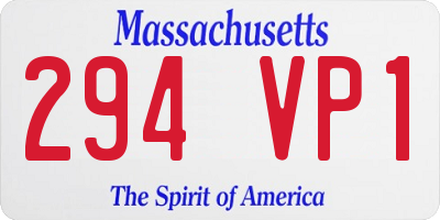 MA license plate 294VP1