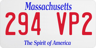 MA license plate 294VP2