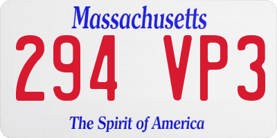 MA license plate 294VP3