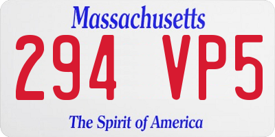 MA license plate 294VP5