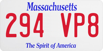 MA license plate 294VP8