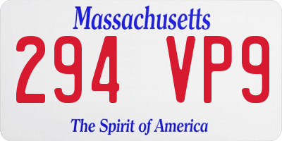 MA license plate 294VP9