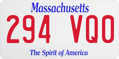 MA license plate 294VQ0