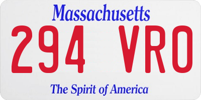 MA license plate 294VR0