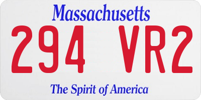 MA license plate 294VR2