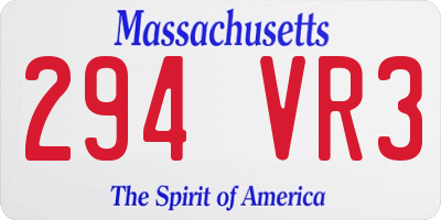 MA license plate 294VR3