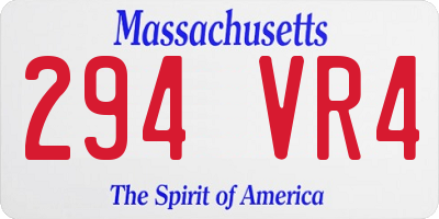 MA license plate 294VR4