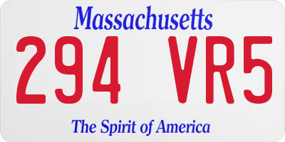 MA license plate 294VR5