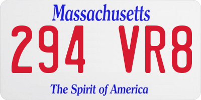 MA license plate 294VR8