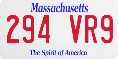 MA license plate 294VR9
