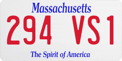 MA license plate 294VS1