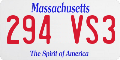 MA license plate 294VS3