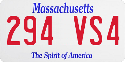 MA license plate 294VS4