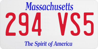 MA license plate 294VS5