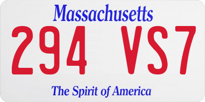 MA license plate 294VS7