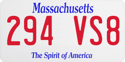 MA license plate 294VS8