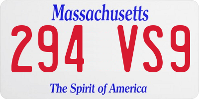 MA license plate 294VS9