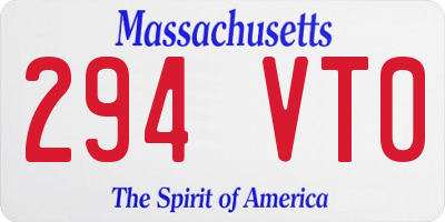 MA license plate 294VT0
