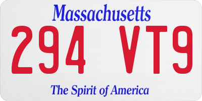 MA license plate 294VT9