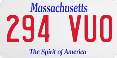 MA license plate 294VU0