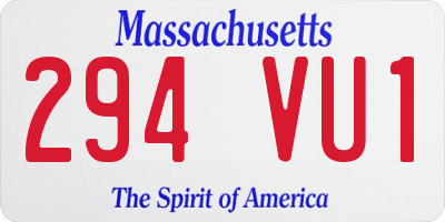 MA license plate 294VU1
