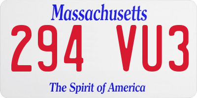 MA license plate 294VU3