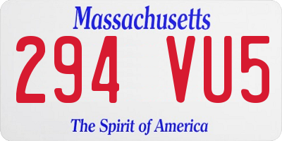 MA license plate 294VU5