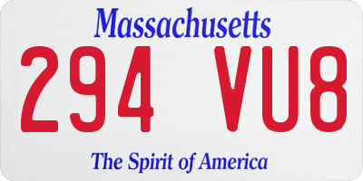 MA license plate 294VU8