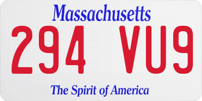 MA license plate 294VU9