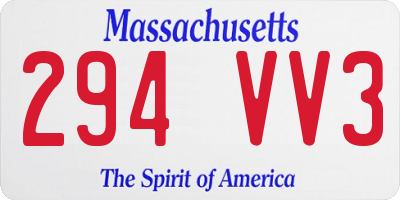 MA license plate 294VV3