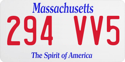 MA license plate 294VV5