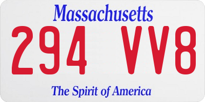 MA license plate 294VV8