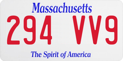 MA license plate 294VV9