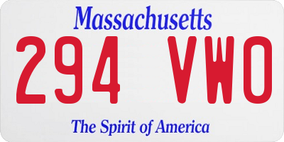 MA license plate 294VW0