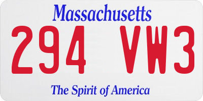 MA license plate 294VW3