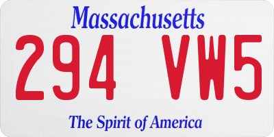 MA license plate 294VW5
