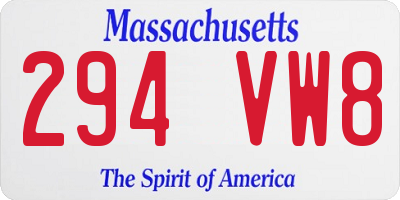MA license plate 294VW8