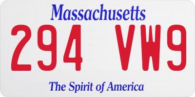 MA license plate 294VW9